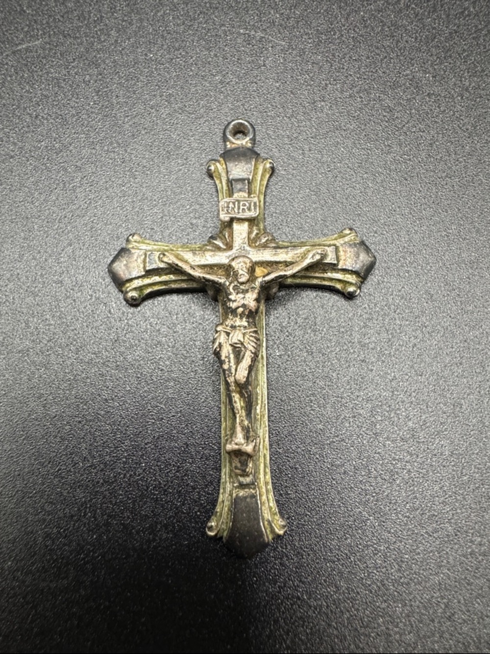 Antique Sterling Silver Crucifix Cross Pendant heavy 8.1g
